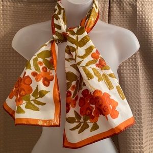 Scarf by Vera, Orange, Green and White Floral